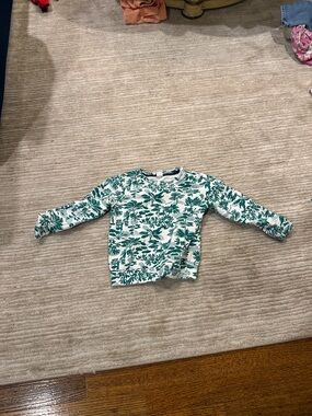 Petit Bateau Green Leaf-Print Long Sleeve Tee